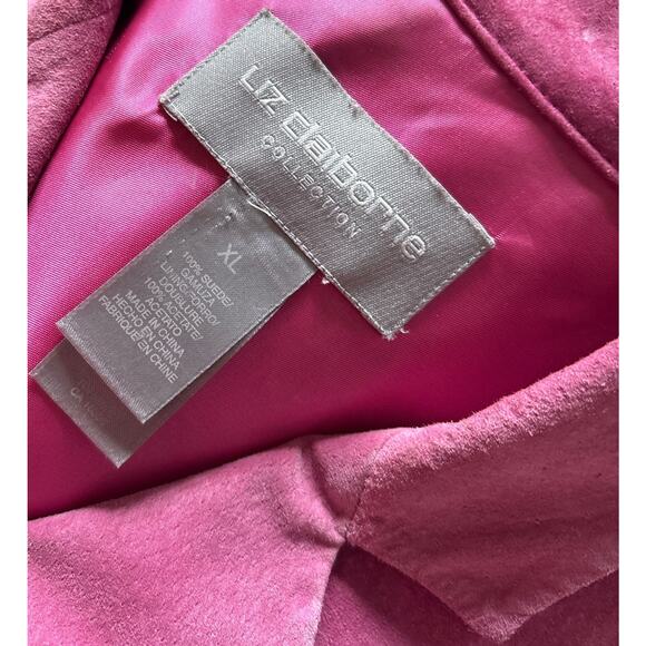 LIZ CLAIBORNE Collection Womens Size XL Pink Suede Vintage Button Up Jacket Coat - Picture 5 of 6